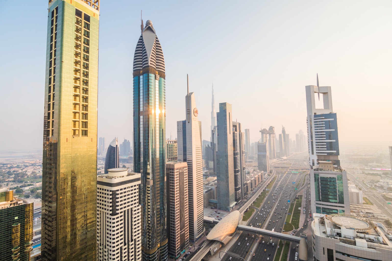 Dubai skyline with downtown skyscrapers