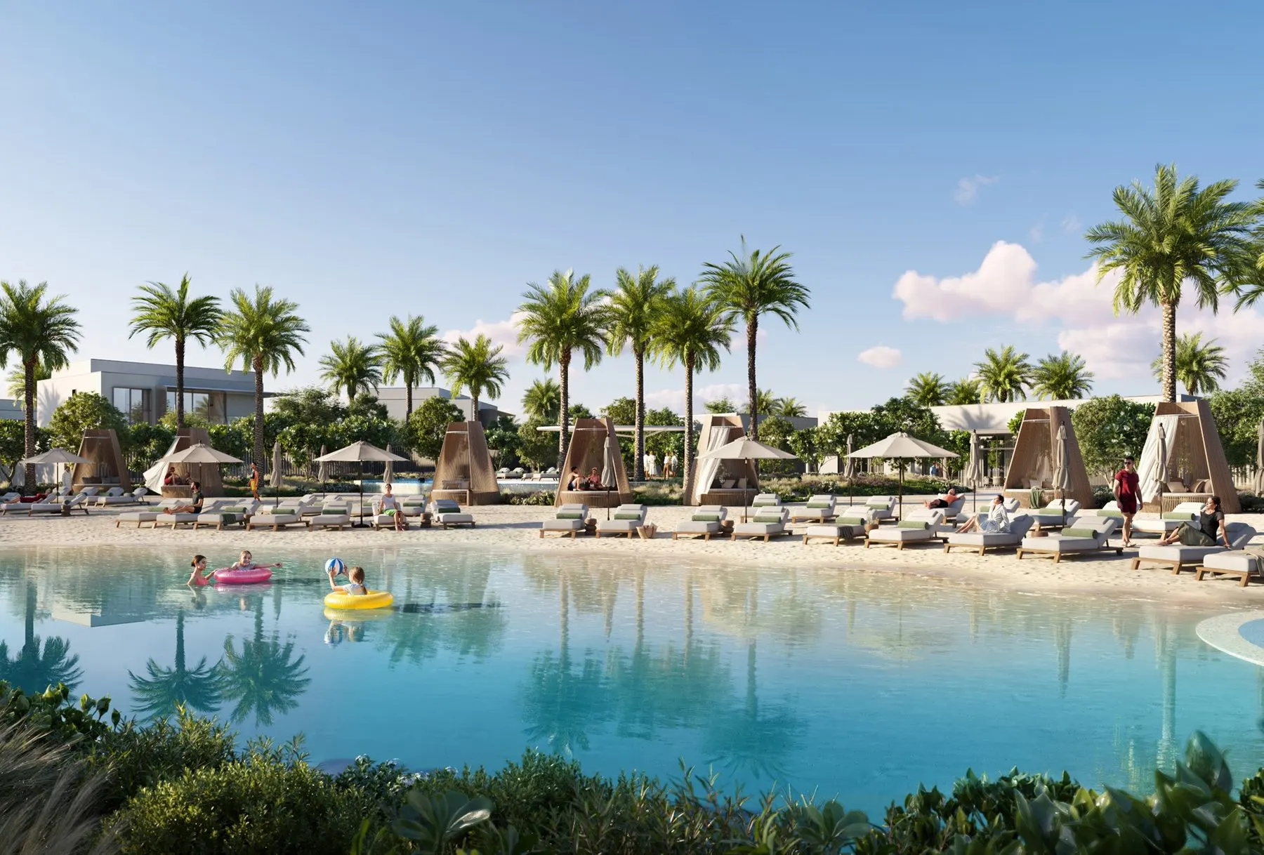 Lagoon and clubhouse at The Oasis by Emaar